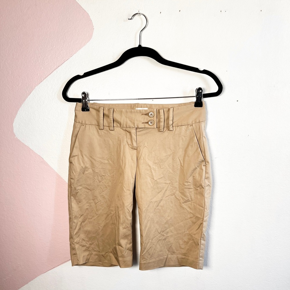 Vintage Y2K Bermuda Shorts Size 0‎ Khaki Capri Pants VTG 00s 2007
